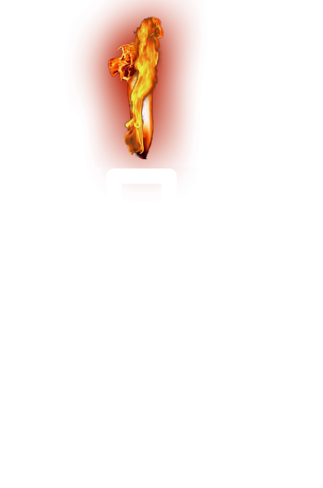 Icon of Bunsen burner with real flame
