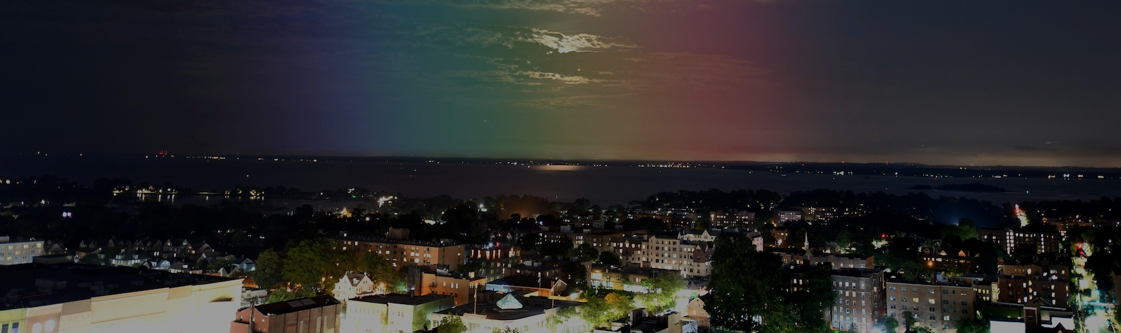 Photo of New Rochelle with rainbow lens flare