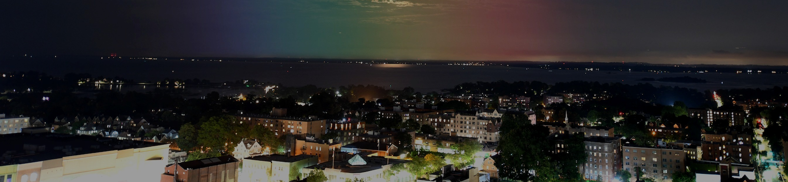 Photo of New Rochelle with rainbow lens flare